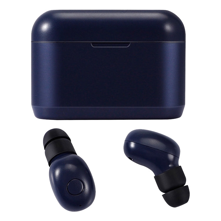DT-4 IPX Water-resistant Bluetooth 5.0 Wireless Bluetooth Earphone with 350mAh Magnetic Charging Box, Support for Calling(Dark Blue)