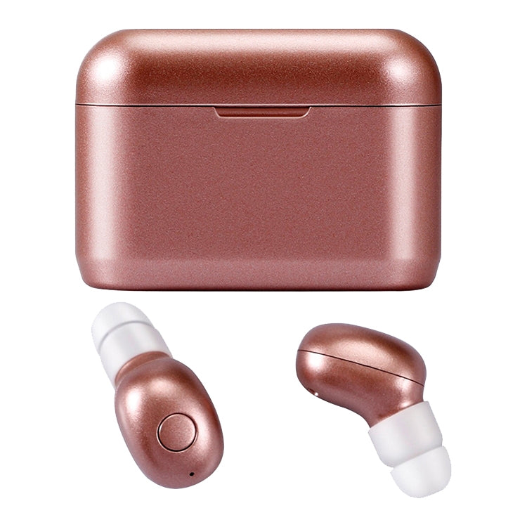 DT-4 IPX Water-resistant Bluetooth 5.0 Wireless Bluetooth Earphone with 350mAh Magnetic Charging Box, Support for Calling(Rose Gold)
