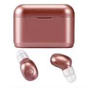 DT-4 IPX Water-resistant Bluetooth 5.0 Wireless Bluetooth Earphone with 350mAh Magnetic Charging Box, Support for Calling(Rose Gold)