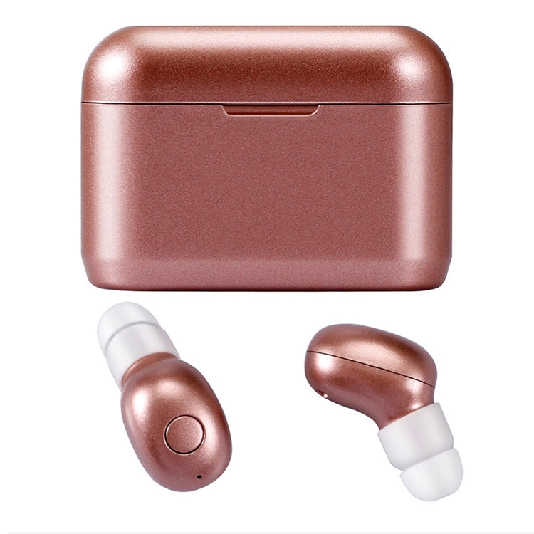 DT-4 IPX Water-resistant Bluetooth 5.0 Wireless Bluetooth Earphone with 350mAh Magnetic Charging Box, Support for Calling(Rose Gold)