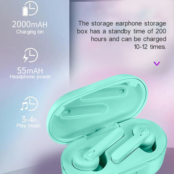 DT-5 IPX Water-resistant Bluetooth 5.0 Wireless Bluetooth Earphone with Magnetic Charging Box, Support Call & Power Bank Function(Black)