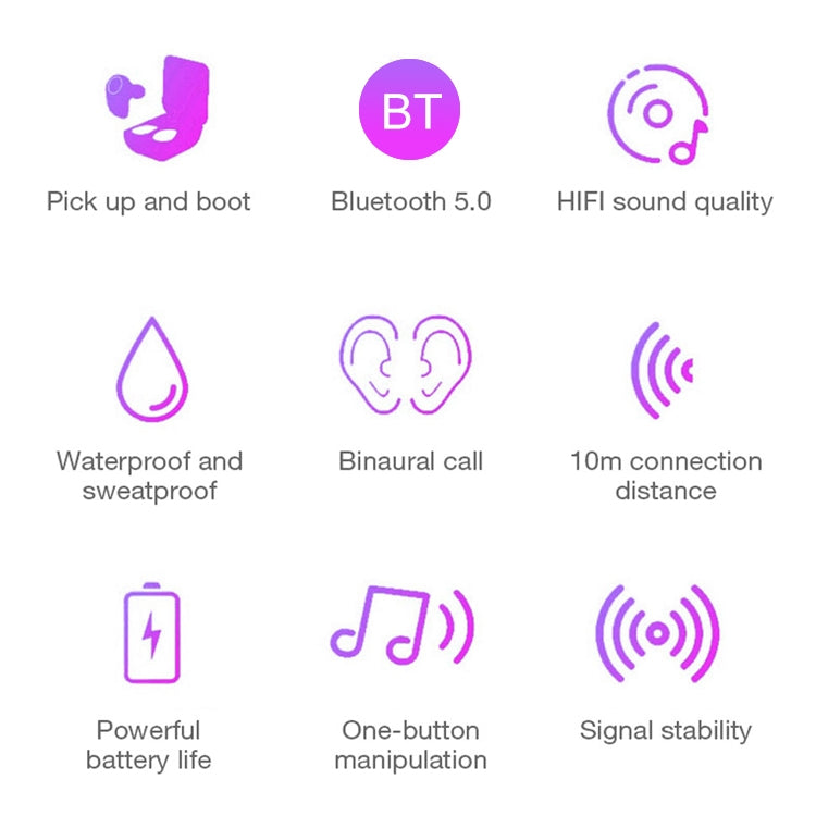 DT-5 IPX Water-resistant Bluetooth 5.0 Wireless Bluetooth Earphone with Magnetic Charging Box, Support Call & Power Bank Function(White)