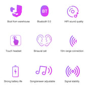 DT-13 Wireless Two Ear Bluetooth Headset Supports Touch & Smart Magnetic Charging(Pink)