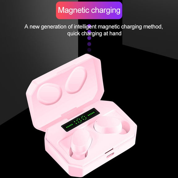 DT-14 Wireless Two Ear Bluetooth Headset Supports Touch & Smart Magnetic Charging & Power On Automatic Pairing(Black)