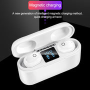 Dt-18 Wireless Two Ear Bluetooth Headset With 2000mAh Charging Cabin & Touch & Intelligent Magnetic Suction Charging (White)