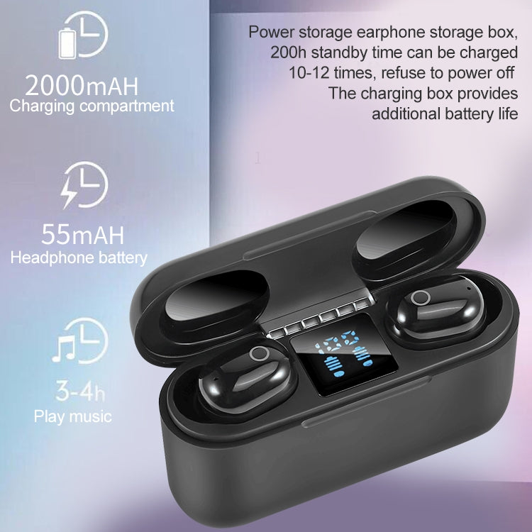 Dt-18 Wireless Two Ear Bluetooth Headset With 2000mAh Charging Cabin & Touch & Intelligent Magnetic Suction Charging (White)