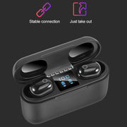 Dt-18 Wireless Two Ear Bluetooth Headset With 2000mAh Charging Cabin & Touch & Intelligent Magnetic Suction Charging (White)