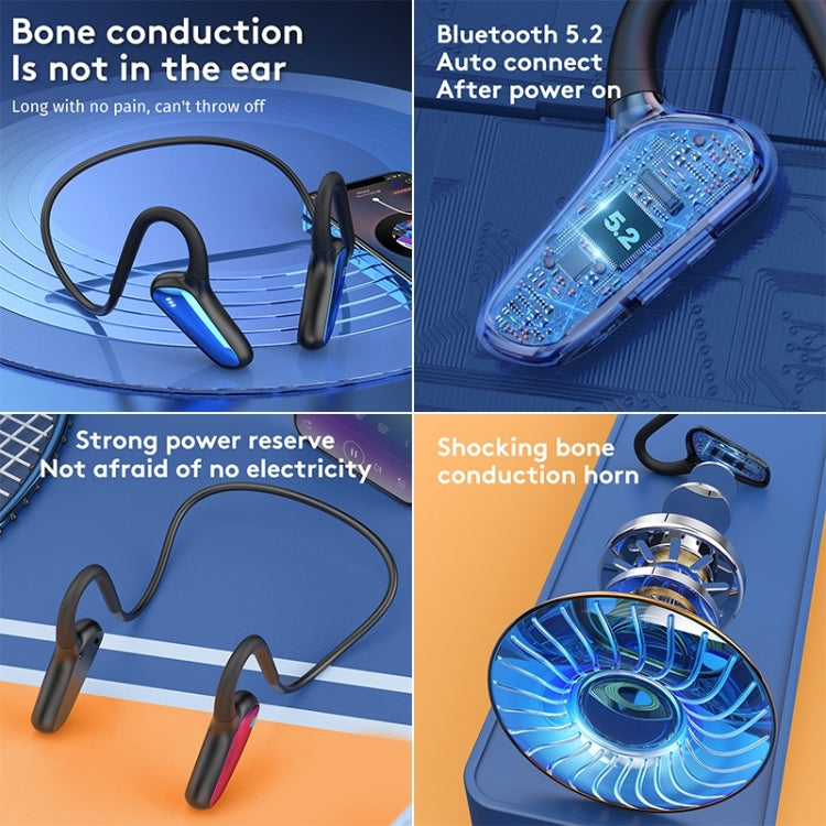 M-D8 IPX5 Water-resistant Bone Passage Bluetooth Hanging Ear Wireless Earphone (Blue)