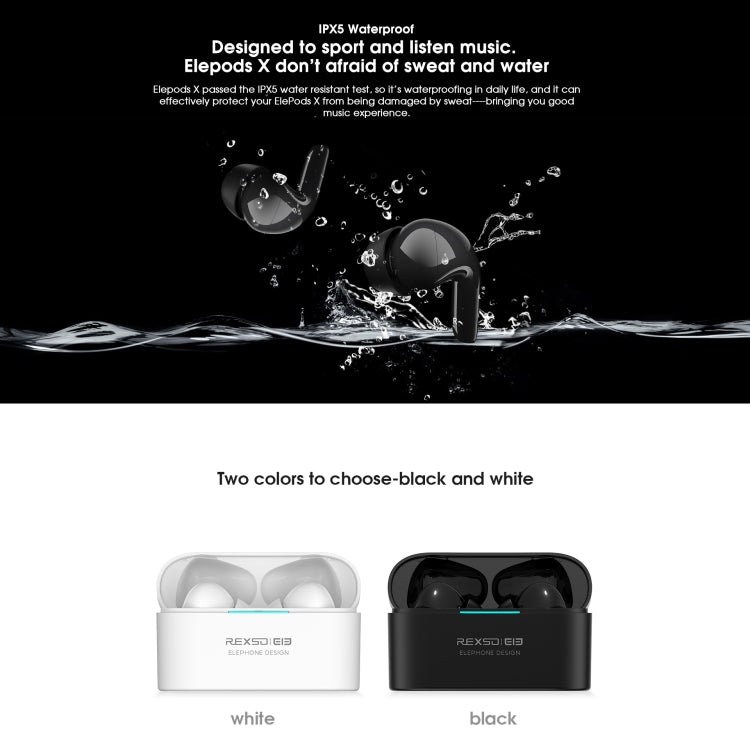 ELEPHONE Elepods X Wireless ANC Noise Cancellation Bluetooth 5.0 Earphone with Charging Box(Black)