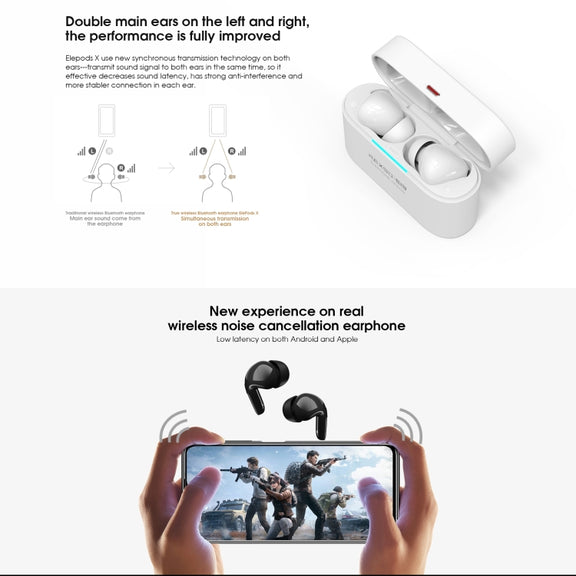 ELEPHONE Elepods X Wireless ANC Noise Cancellation Bluetooth 5.0 Earphone with Charging Box(Black)