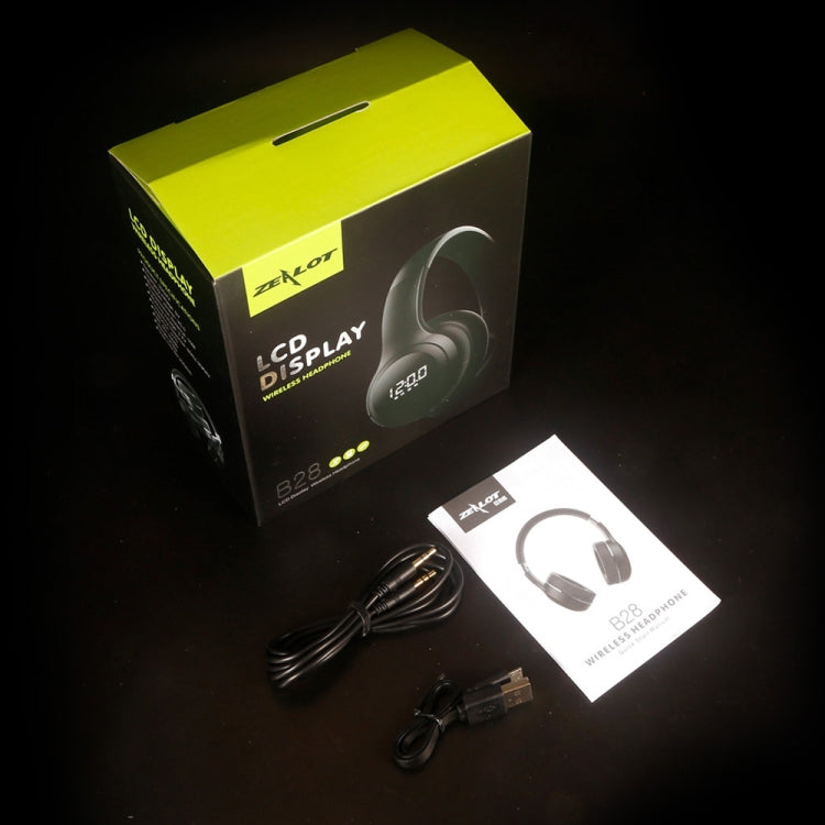 ZEALOT B28 Folding Headband Bluetooth Stereo Music Headset with Display (Black Blue)