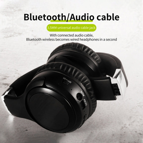 ZEALOT B28 Folding Headband Bluetooth Stereo Music Headset with Display (Black Blue)