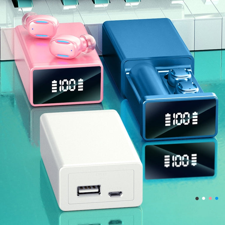A22 English Version Pull-out Digital Display Bluetooth Earphone with Magnetic Charging Box, Support Touch Light & Power Bank (Pink)