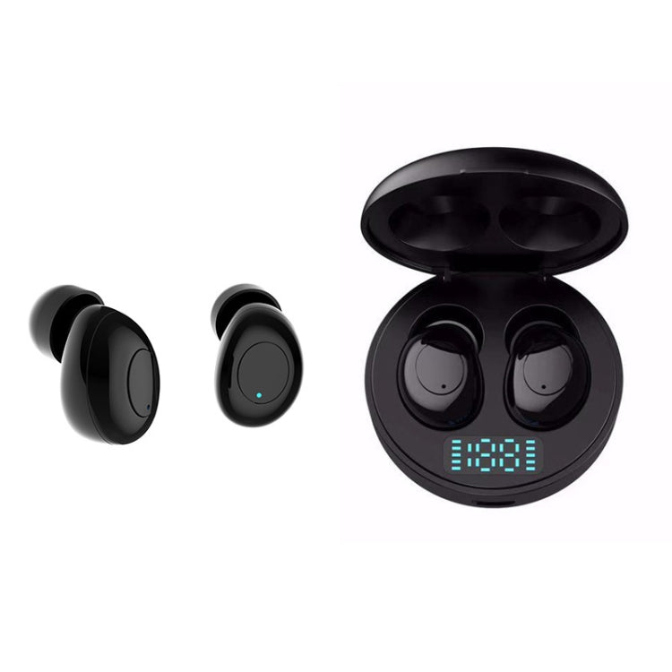 J1 TWS Digital Display Bluetooth V5.0 Wireless Earphones with LED Charging Box(Black)