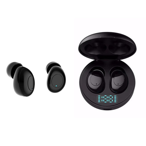 J1 TWS Digital Display Bluetooth V5.0 Wireless Earphones with LED Charging Box(Black)
