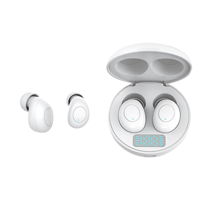 J1 TWS Digital Display Bluetooth V5.0 Wireless Earphones with LED Charging Box(White)