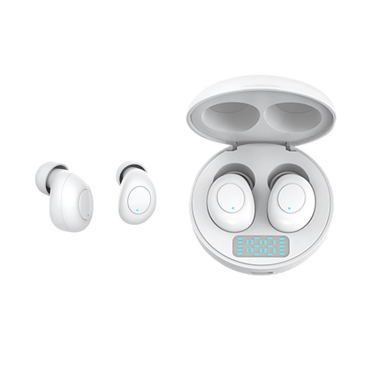 J1 TWS Digital Display Bluetooth V5.0 Wireless Earphones with LED Charging Box(White)