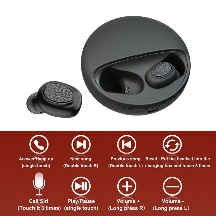 YH-03 TWS V5.0 Wireless Stereo Bluetooth Headset with Charging Case, Support Voice Assistant(Black)