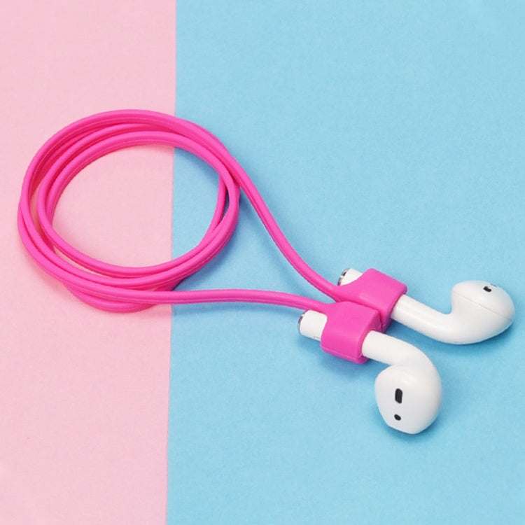 Wireless Bluetooth Headset Anti-lost Rope Magnetic Silicone Lanyard for Apple AirPods 1 / 2(Rose Red)