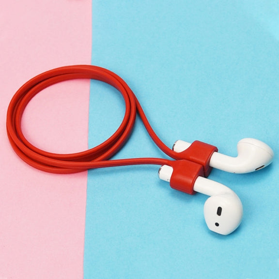 Wireless Bluetooth Headset Anti-lost Rope Magnetic Silicone Lanyard for Apple AirPods 1 / 2(Red)