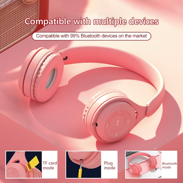 Y08 Hifi Sound Quality Macaron Bluetooth Headset, Supports Calling & TF Card & 3.5mm AUX (Blue)