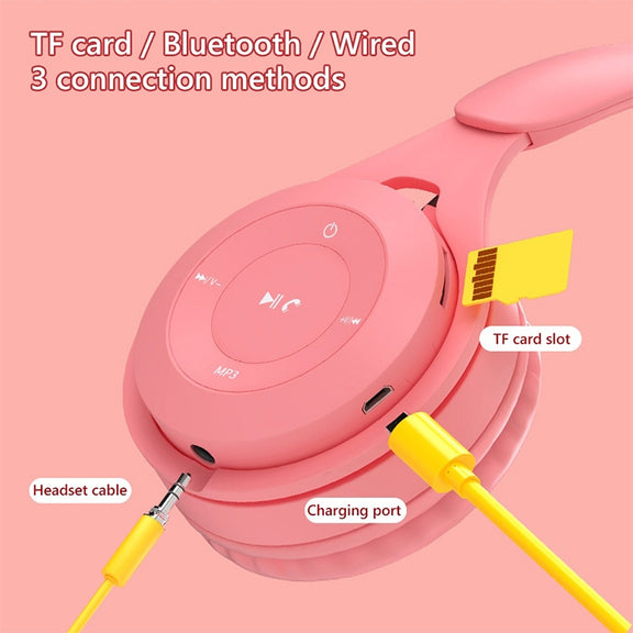 Y08 Hifi Sound Quality Macaron Bluetooth Headset, Supports Calling & TF Card & 3.5mm AUX (White)
