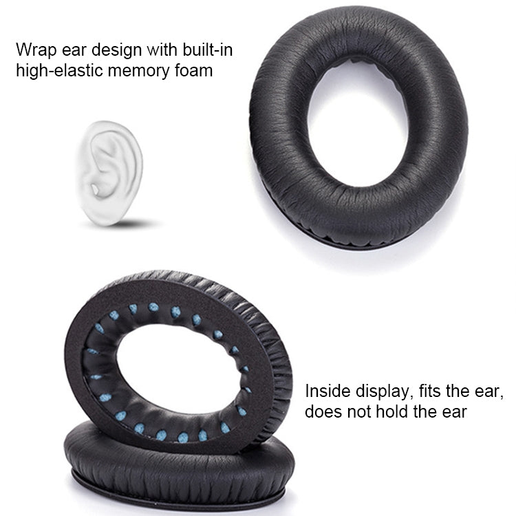 1 Pair Soft Earmuff Headphone Jacket with Sound Insulation Cotton for BOSE QC2 / QC15 / AE2 / QC25(Black)
