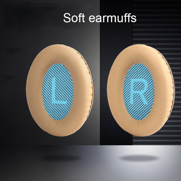 1 Pair Soft Earmuff Headphone Jacket with LR Cotton for BOSE QC2 / QC15 / AE2 / QC25 / QC35(Gold Blue)