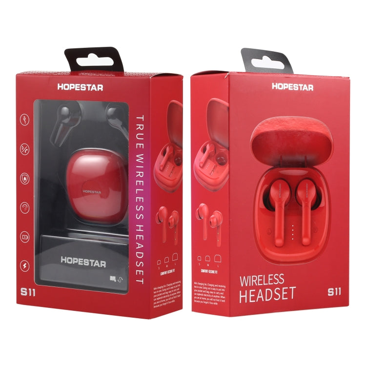 HOPESTAR S11 Bluetooth 5.0 True Wireless Bluetooth Earphone (Red)