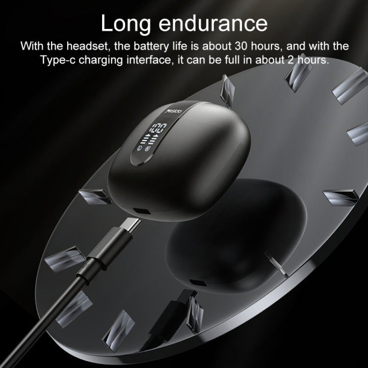 Yesido TWS22 Bluetooth 5.3 LED Digital Display TWS Wireless Bluetooth Earphone (Black)