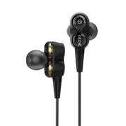 D12 1.2m Wired In Ear 3.5mm Interface Stereo Wire-Controlled HIFI Earphones Dual-motion Loop Running Game Music Headset With Packaging(Black)