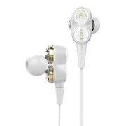 D12 1.2m Wired In Ear 3.5mm Interface Stereo Wire-Controlled HIFI Earphones Dual-motion Loop Running Game Music Headset With Packaging(White)