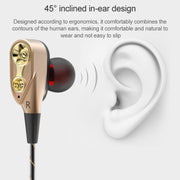 D12 1.2m Wired In Ear 3.5mm Interface Stereo Wire-Controlled HIFI Earphones Dual-motion Loop Running Game Music Headset With Packaging(White)
