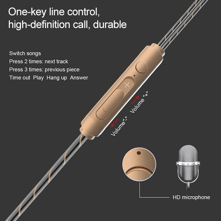 D12 1.2m Wired In Ear 3.5mm Interface Stereo Wire-Controlled HIFI Earphones Dual-motion Loop Running Game Music Headset With Packaging(White)