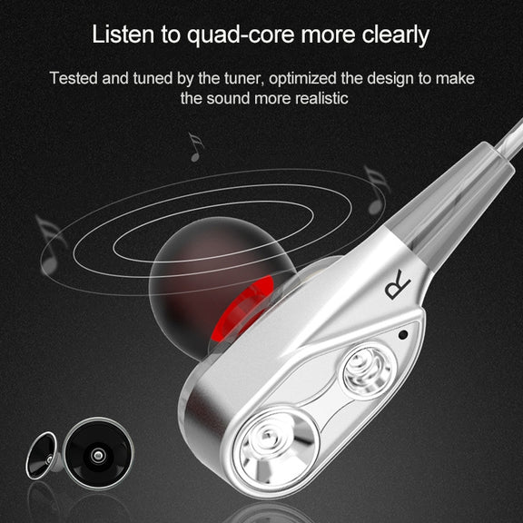 D12 1.2m Wired In Ear 3.5mm Interface Stereo Wire-Controlled HIFI Earphones Dual-motion Loop Running Game Music Headset With Packaging(White)