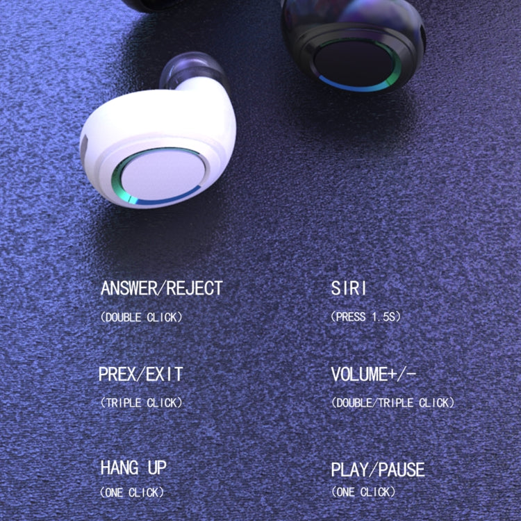 MD06 Mini In-ear TWS Wireless Touch Digital Display Bluetooth Earphone (White)
