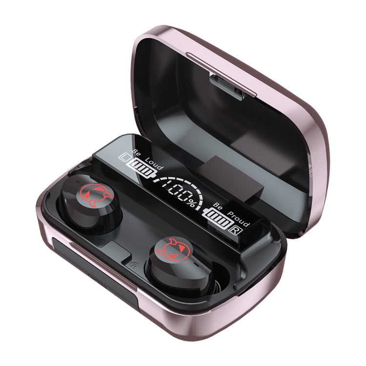 M23 Little Devil Pattern Intelligent Noise Reduction Touch Bluetooth Earphone with Three-screen Battery Display & Mirror Charging Box, Support HD Call & Siri (Pink)