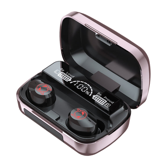 M23 Little Devil Pattern Intelligent Noise Reduction Touch Bluetooth Earphone with Three-screen Battery Display & Mirror Charging Box, Support HD Call & Siri (Pink)