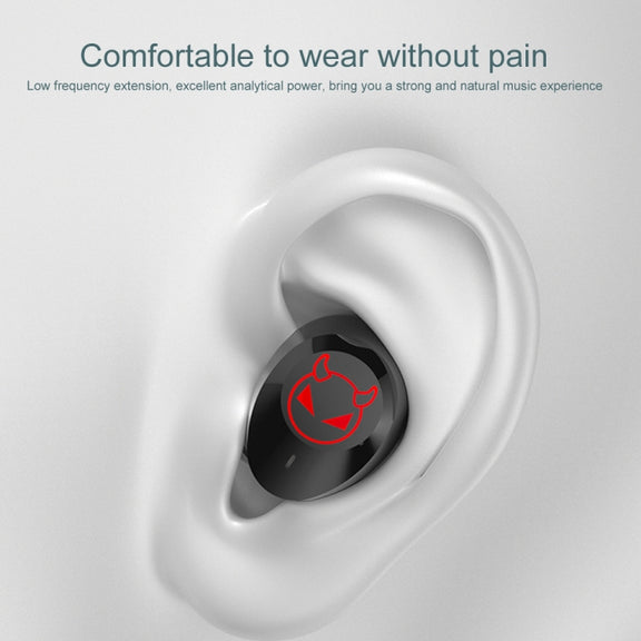M23 Little Devil Pattern Intelligent Noise Reduction Touch Bluetooth Earphone with Three-screen Battery Display & Mirror Charging Box, Support HD Call & Siri (Red)