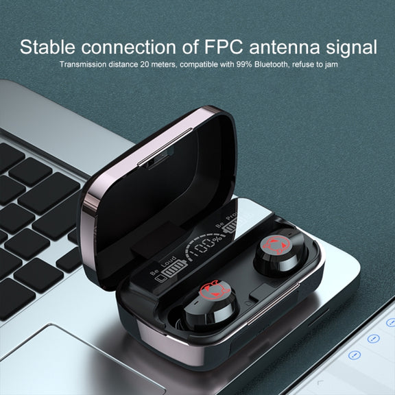 M23 Little Devil Pattern Intelligent Noise Reduction Touch Bluetooth Earphone with Three-screen Battery Display & Mirror Charging Box, Support HD Call & Siri (Red)