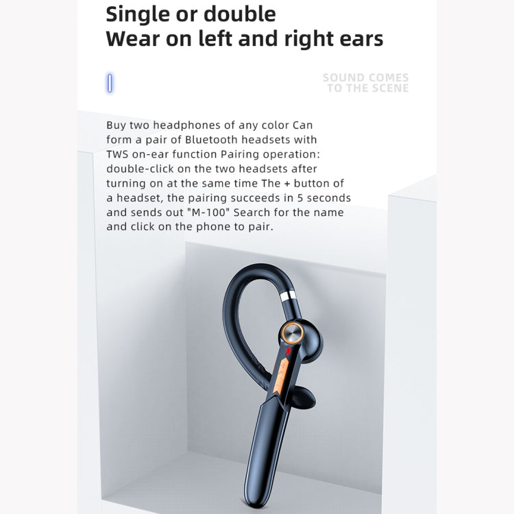 ME-100 TWS Business Rotating Universal True Stereo 5.0 Version Hanging Ear In-Ear Bluetooth Headset(Black)