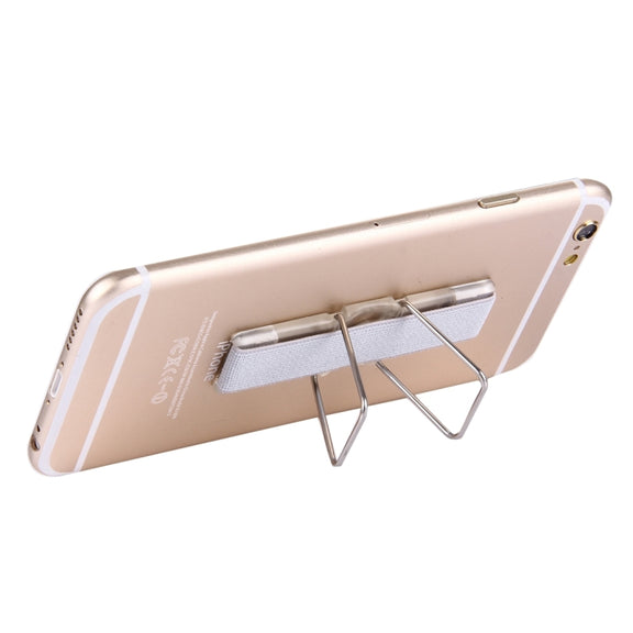 2 in 1 Adjustable Universal Mini Adhesive Holder Stand + Slim Finger Grip, Size: 7.3 x 2.2 x 0.3 cm(Silver)