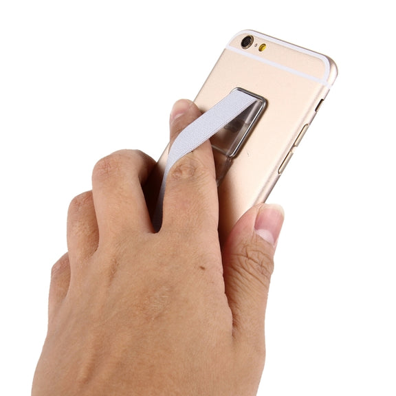 2 in 1 Adjustable Universal Mini Adhesive Holder Stand + Slim Finger Grip, Size: 7.3 x 2.2 x 0.3 cm(Silver)