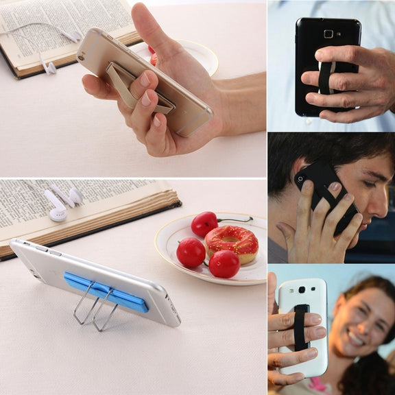 2 in 1 Adjustable Universal Mini Adhesive Holder Stand + Slim Finger Grip, Size: 7.3 x 2.2 x 0.3 cm(Silver)