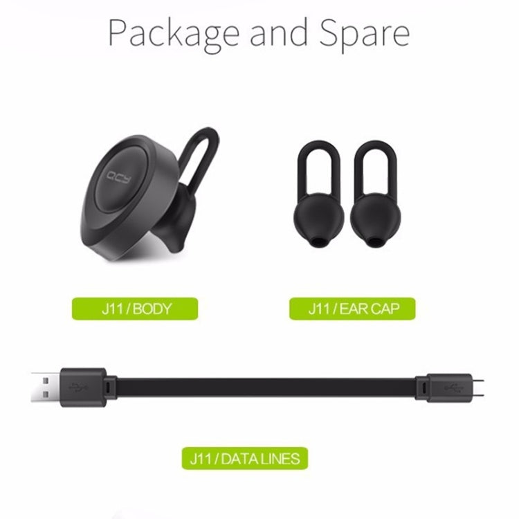 QCY J11 Universal Driving Wireless Bluetooth 4.1 Earphone with Mic for Smart Phones or Other Bluetooth Devices, Effective Bluetooth Distance: 10M(Black)