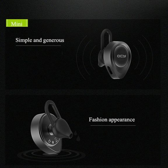 QCY J11 Universal Driving Wireless Bluetooth 4.1 Earphone with Mic for Smart Phones or Other Bluetooth Devices, Effective Bluetooth Distance: 10M(Black)