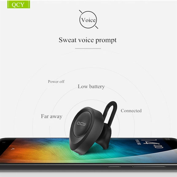 QCY J11 Universal Driving Wireless Bluetooth 4.1 Earphone with Mic for Smart Phones or Other Bluetooth Devices, Effective Bluetooth Distance: 10M(Black)