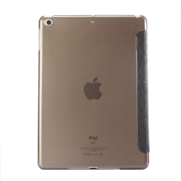 For iPad 9.7 (2018) & iPad 9.7 (2017) & iPad Air Silk Texture Horizontal Deformation Flip Leather Case with Three-folding Holder(Black)