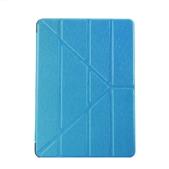 For iPad 9.7 (2018) & iPad 9.7 (2017) & iPad Air Silk Texture Horizontal Deformation Flip Leather Case with Three-folding Holder(Blue)
