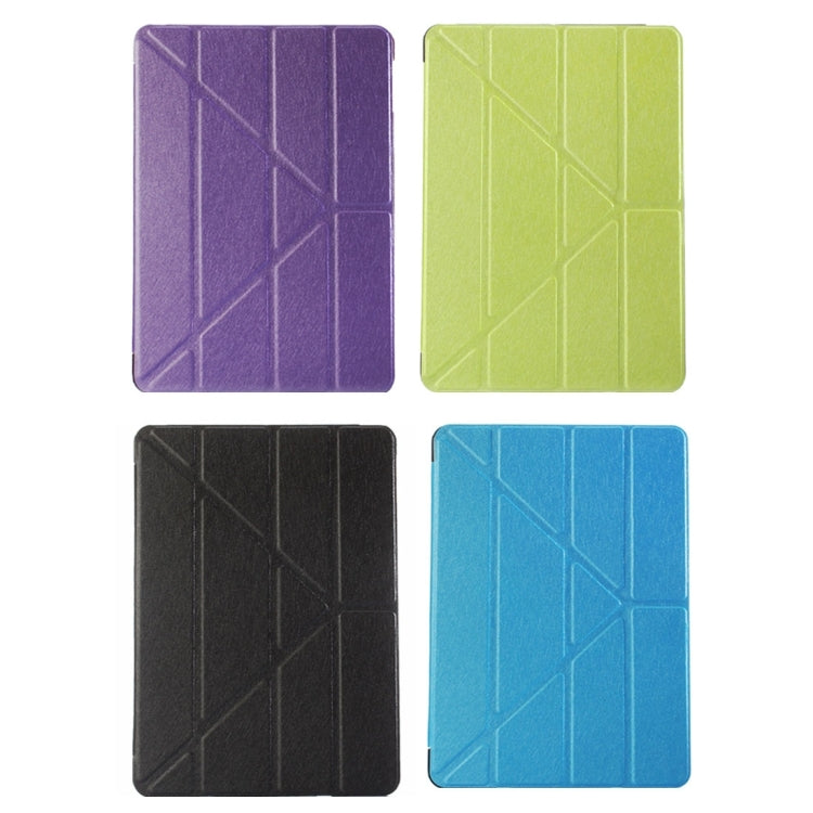 For iPad 9.7 (2018) & iPad 9.7 (2017) & iPad Air Silk Texture Horizontal Deformation Flip Leather Case with Three-folding Holder(Black)
